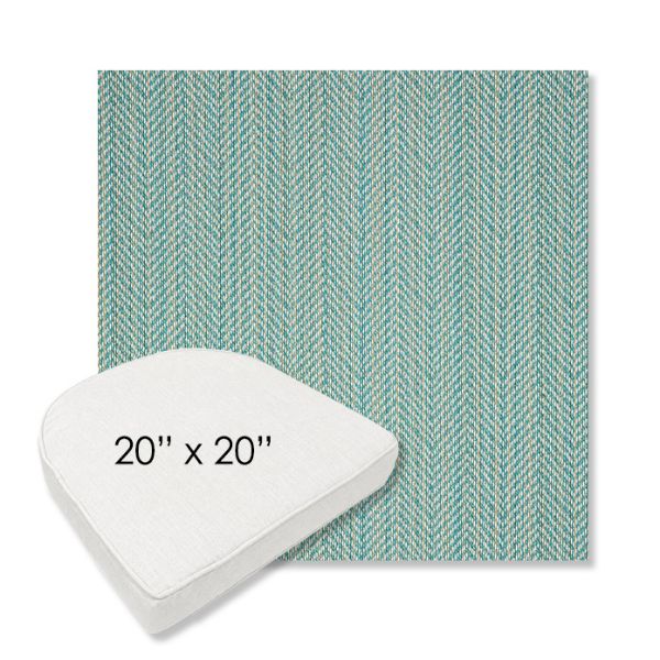 Picture of Posh Aqua | 20" x 20" Boxed Contoured Rounded Back Wicker Chair Cushion - Sunbrella© Fabric