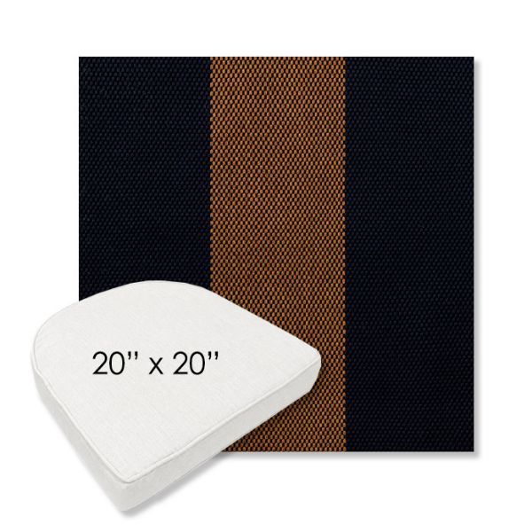 Picture of Rothko Bourbon Blue | 20" x 20" Boxed Contoured Rounded Back Wicker Chair Cushion - Sunbrella© Fabric