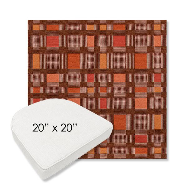 Picture of Rubix Spicy Melon | 20" x 20" Boxed Contoured Rounded Back Wicker Chair Cushion - Sunbrella© Fabric