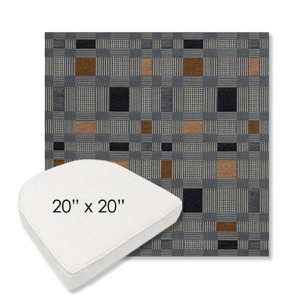 Picture of Rubix Vintage Denim | 20" x 20" Boxed Contoured Rounded Back Wicker Chair Cushion - Sunbrella© Fabric