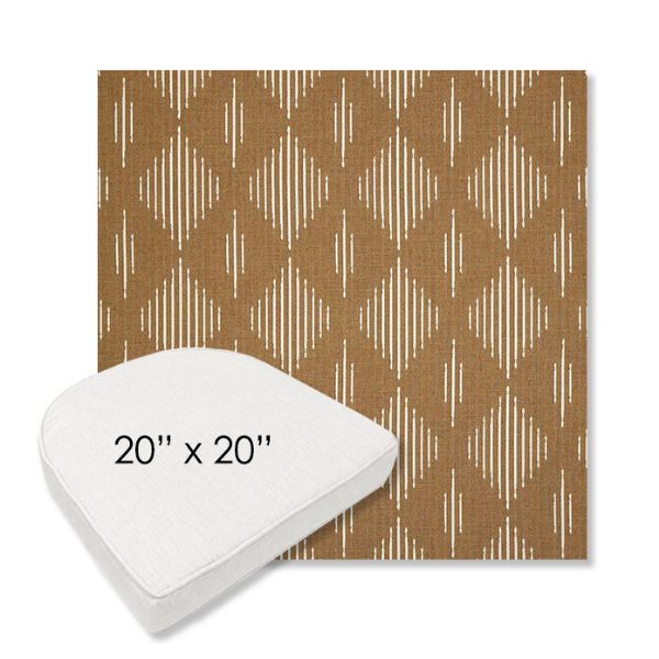 Picture of Spinner Diamond Teak | 20" x 20" Boxed Contoured Rounded Back Wicker Chair Cushion - Sunbrella© Fabric