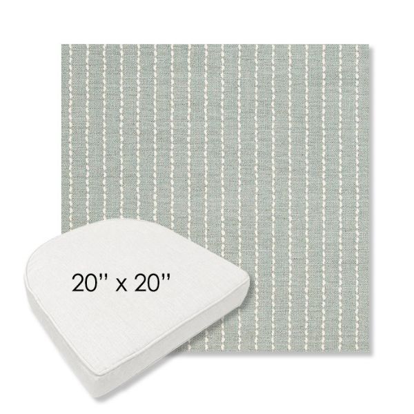 Picture of Trail Sky | 20" x 20" Boxed Contoured Rounded Back Wicker Chair Cushion - Sunbrella© Fabric