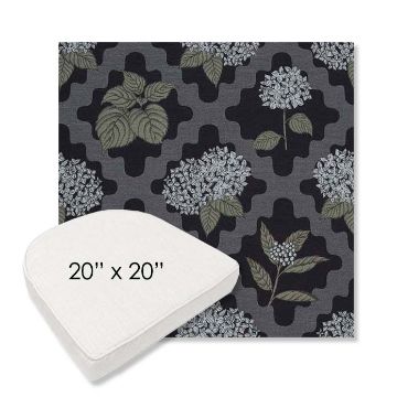 Picture of Trellis Morning Glory | 20" x 20" Boxed Contoured Rounded Back Wicker Chair Cushion - Sunbrella© Fabric
