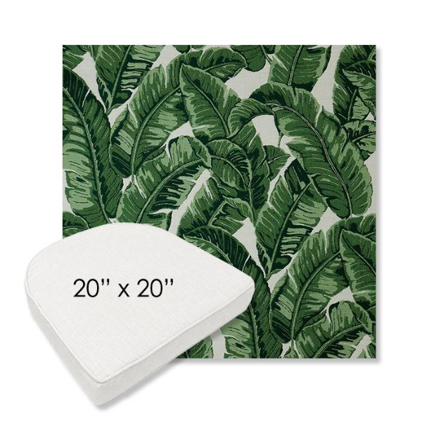 Picture of Tropics Jungle | 20" x 20" Boxed Contoured Rounded Back Wicker Chair Cushion - Sunbrella© Fabric
