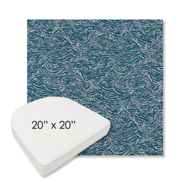 Picture of Undercurrent Lagoon | 20" x 20" Boxed Contoured Rounded Back Wicker Chair Cushion - Sunbrella© Fabric