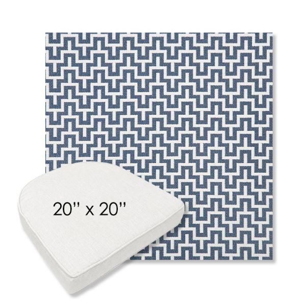 Picture of Underline Denim | 20" x 20" Boxed Contoured Rounded Back Wicker Chair Cushion - Sunbrella© Fabric