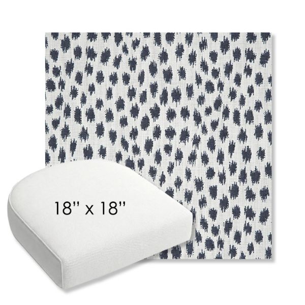 Picture of Agra Indigo | 18" x 18" Bullnose Contoured Rounded Back Wicker Chair Cushion - Sunbrella© Fabric