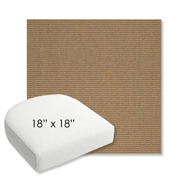 Picture of Boardwalk Carmel Corn | 18" x 18" Bullnose Contoured Rounded Back Wicker Chair Cushion - Sunbrella© Fabric