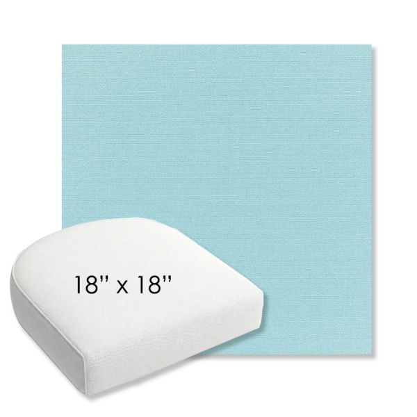 Picture of Canvas Mineral Blue | 18" x 18" Bullnose Contoured Rounded Back Wicker Chair Cushion - Sunbrella© Fabric