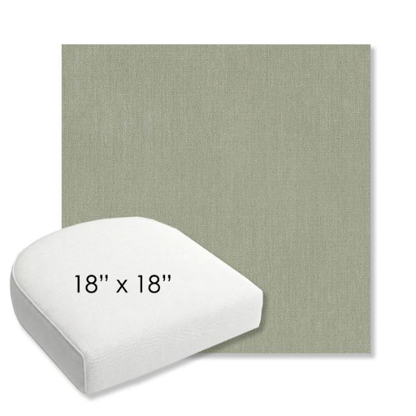 Picture of Canvas Seasalt | 18" x 18" Bullnose Contoured Rounded Back Wicker Chair Cushion - Sunbrella© Fabric