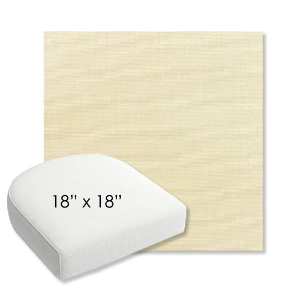 Picture of Canvas Vellum | 18" x 18" Bullnose Contoured Rounded Back Wicker Chair Cushion - Sunbrella© Fabric
