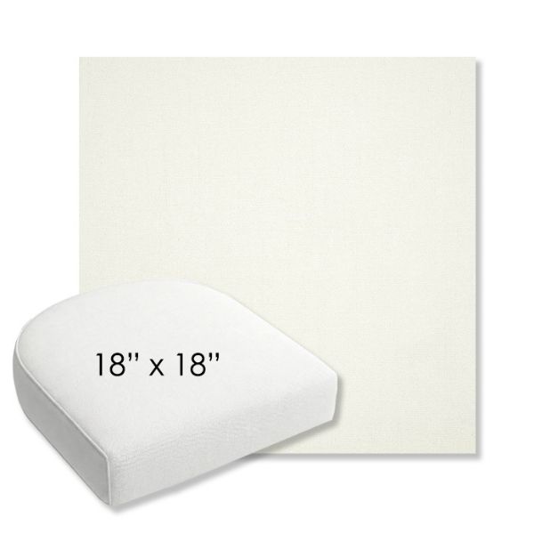 Picture of Canvas White | 18" x 18" Bullnose Contoured Rounded Back Wicker Chair Cushion - Sunbrella© Fabric