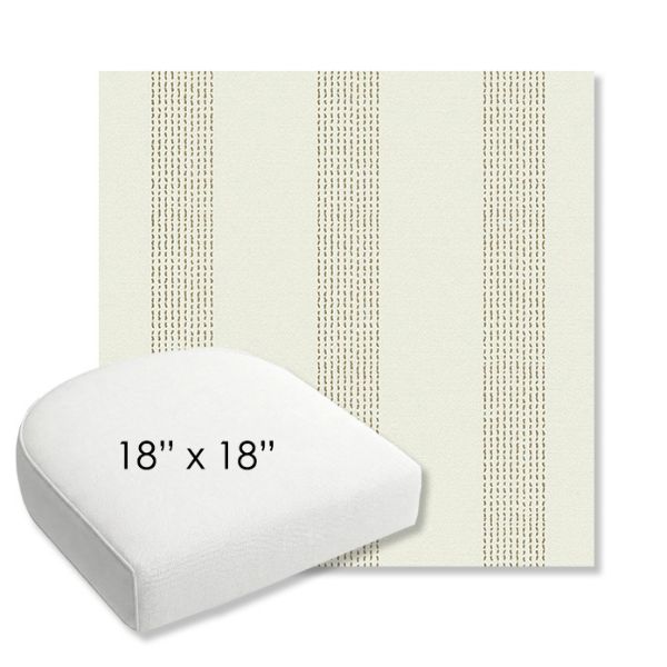 Picture of Caper Linen | 18" x 18" Bullnose Contoured Rounded Back Wicker Chair Cushion - Sunbrella© Fabric