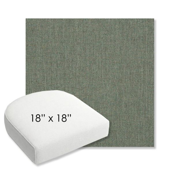 Picture of Cast Sage | 18" x 18" Bullnose Contoured Rounded Back Wicker Chair Cushion - Sunbrella© Fabric