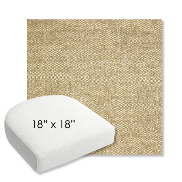 Picture of Chartres Hemp | 18" x 18" Bullnose Contoured Rounded Back Wicker Chair Cushion - Sunbrella© Fabric