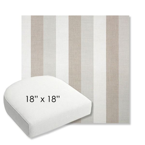 Picture of Direction Linen | 18" x 18" Bullnose Contoured Rounded Back Wicker Chair Cushion - Sunbrella© Fabric