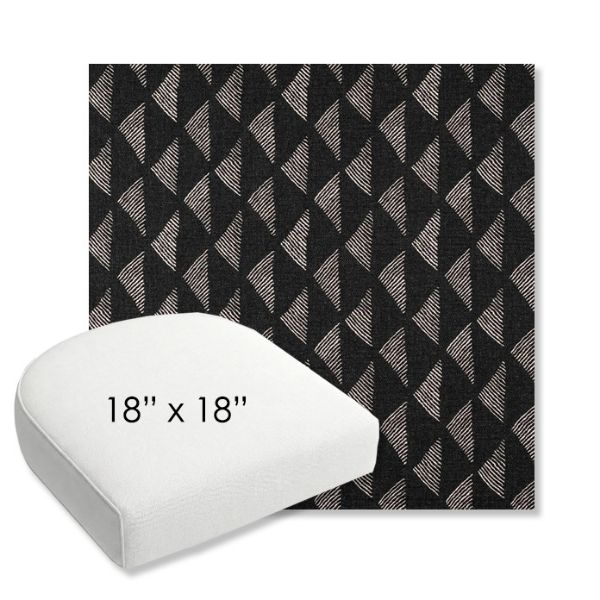 Picture of Etched Angles Char | 18" x 18" Bullnose Contoured Rounded Back Wicker Chair Cushion - Sunbrella© Fabric