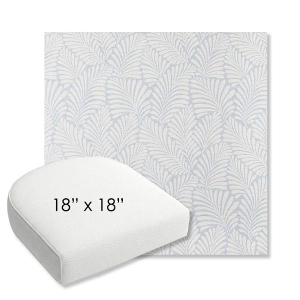 Picture of Frond Sky | 18" x 18" Bullnose Contoured Rounded Back Wicker Chair Cushion - Sunbrella© Fabric