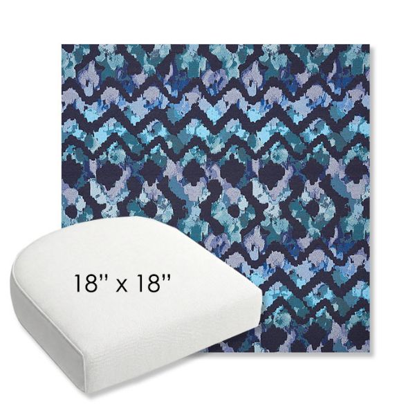 Picture of Inga Waterscape | 18" x 18" Bullnose Contoured Rounded Back Wicker Chair Cushion - Sunbrella© Fabric