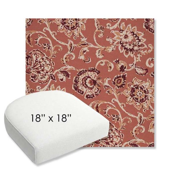 Picture of Martha Floral Rose Vine | 18" x 18" Bullnose Contoured Rounded Back Wicker Chair Cushion - Sunbrella© Fabric