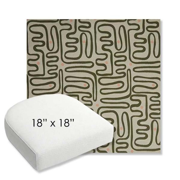 Picture of Nema Sagebrush | 18" x 18" Bullnose Contoured Rounded Back Wicker Chair Cushion - Sunbrella© Fabric