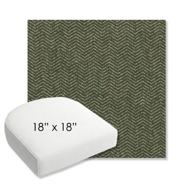 Picture of Odette Fern | 18" x 18" Bullnose Contoured Rounded Back Wicker Chair Cushion - Sunbrella© Fabric