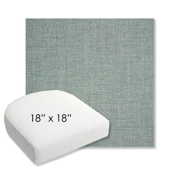 Picture of Piazza Mist | 18" x 18" Bullnose Contoured Rounded Back Wicker Chair Cushion - Sunbrella© Fabric