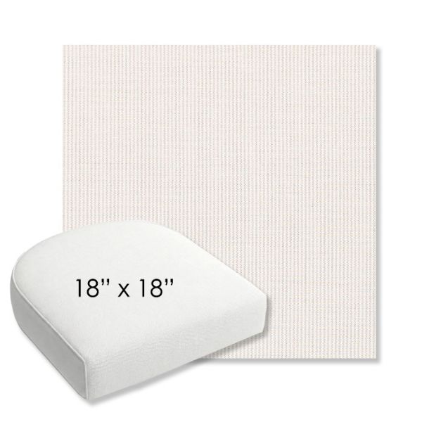 Picture of Replay Linen | 18" x 18" Bullnose Contoured Rounded Back Wicker Chair Cushion - Sunbrella© Fabric