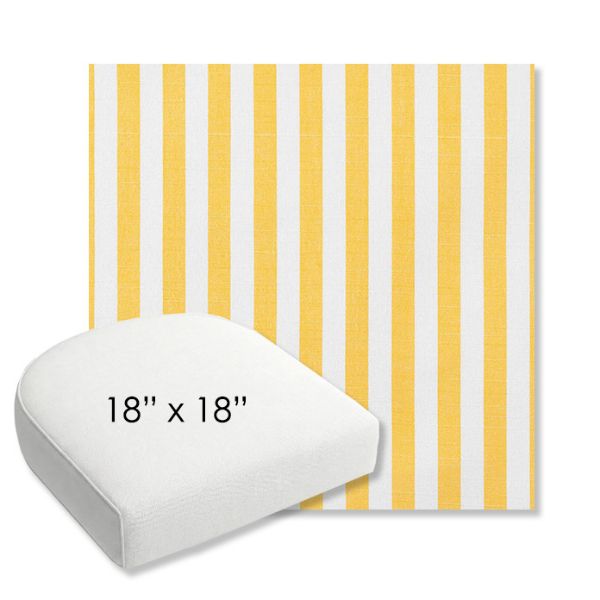 Picture of Sail Away Sunflower | 18" x 18" Bullnose Contoured Rounded Back Wicker Chair Cushion - Sunbrella© Fabric