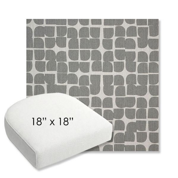 Picture of Toggle Greystone | 18" x 18" Bullnose Contoured Rounded Back Wicker Chair Cushion - Sunbrella© Fabric
