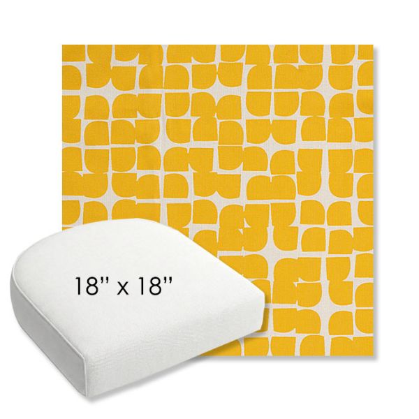 Picture of Toggle Lemon Drop | 18" x 18" Bullnose Contoured Rounded Back Wicker Chair Cushion - Sunbrella© Fabric