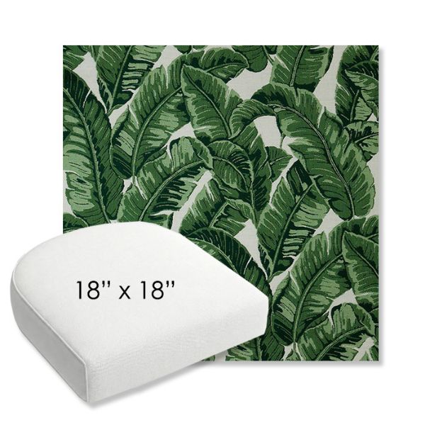 Picture of Tropics Jungle | 18" x 18" Bullnose Contoured Rounded Back Wicker Chair Cushion - Sunbrella© Fabric