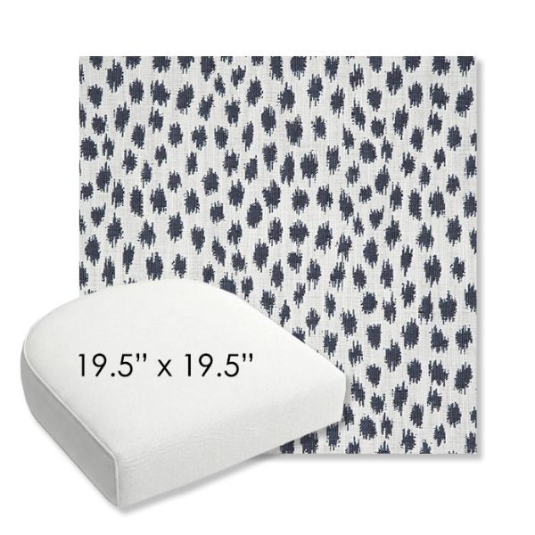 Picture of Agra Indigo | 19.5" x 19.5" Bullnose Contoured Rounded Back Wicker Chair Cushion - Sunbrella© Fabric