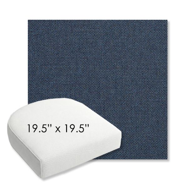 Picture of Blend Indigo | 19.5" x 19.5" Bullnose Contoured Rounded Back Wicker Chair Cushion - Sunbrella© Fabric