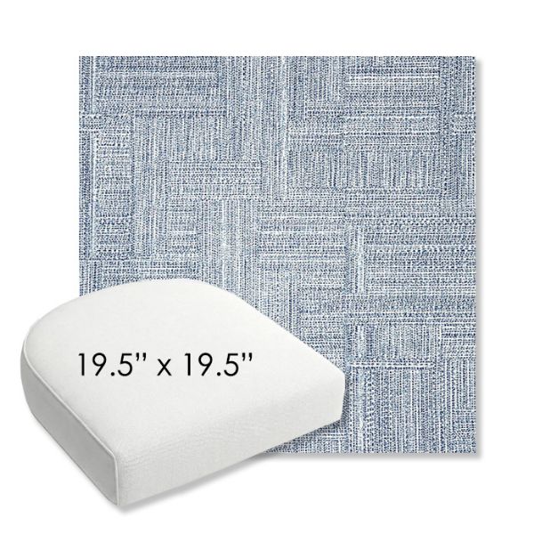 Picture of Boro Indigo | 19.5" x 19.5" Bullnose Contoured Rounded Back Wicker Chair Cushion - Sunbrella© Fabric