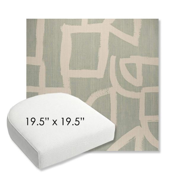 Picture of Brushstroke Duckegg | 19.5" x 19.5" Bullnose Contoured Rounded Back Wicker Chair Cushion - Sunbrella© Fabric
