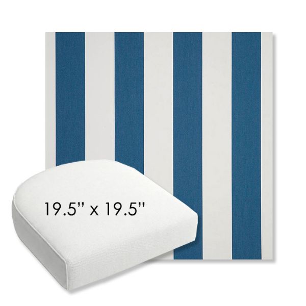 Picture of Cabana Regatta | 19.5" x 19.5" Bullnose Contoured Rounded Back Wicker Chair Cushion - Sunbrella© Fabric