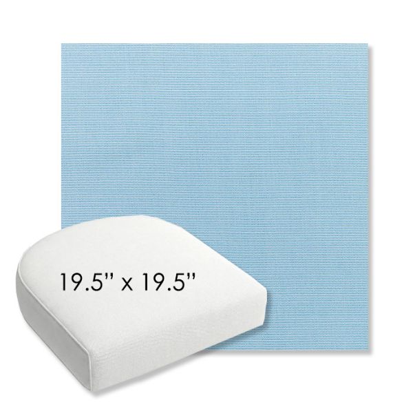 Picture of Canvas Air Blue | 19.5" x 19.5" Bullnose Contoured Rounded Back Wicker Chair Cushion - Sunbrella© Fabric