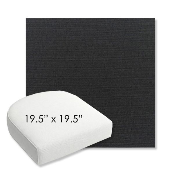 Picture of Canvas Black | 19.5" x 19.5" Bullnose Contoured Rounded Back Wicker Chair Cushion - Sunbrella© Fabric