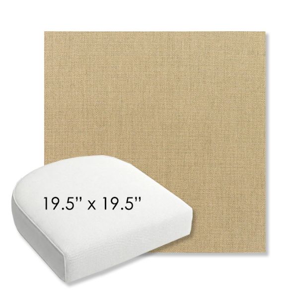 Picture of Canvas Heather Beige | 19.5" x 19.5" Bullnose Contoured Rounded Back Wicker Chair Cushion - Sunbrella© Fabric