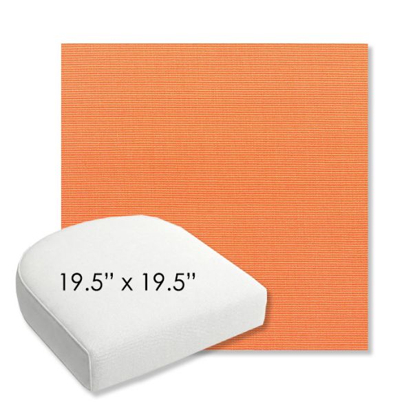 Picture of Canvas Tangerine | 19.5" x 19.5" Bullnose Contoured Rounded Back Wicker Chair Cushion - Sunbrella© Fabric