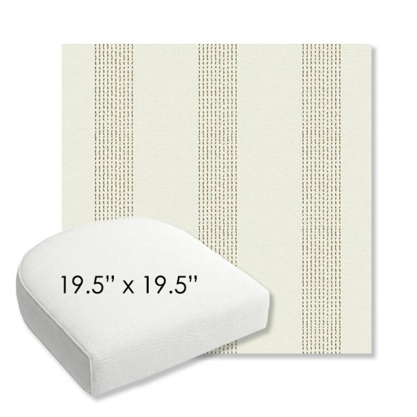 Picture of Caper Linen | 19.5" x 19.5" Bullnose Contoured Rounded Back Wicker Chair Cushion - Sunbrella© Fabric