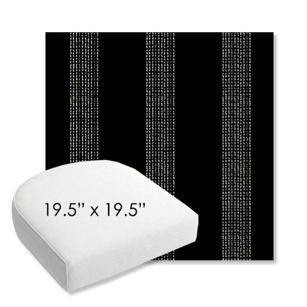 Picture of Caper Onyx | 19.5" x 19.5" Bullnose Contoured Rounded Back Wicker Chair Cushion - Sunbrella© Fabric