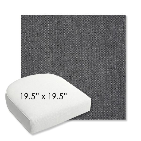 Picture of Cast Charcoal | 19.5" x 19.5" Bullnose Contoured Rounded Back Wicker Chair Cushion - Sunbrella© Fabric