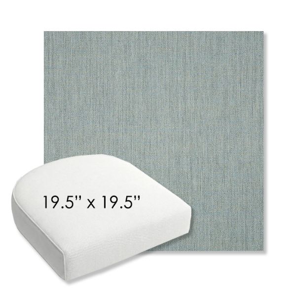 Picture of Cast Mist | 19.5" x 19.5" Bullnose Contoured Rounded Back Wicker Chair Cushion - Sunbrella© Fabric