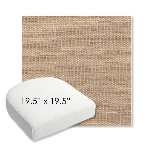 Picture of Charmer Limestone | 19.5" x 19.5" Bullnose Contoured Rounded Back Wicker Chair Cushion - Sunbrella© Fabric