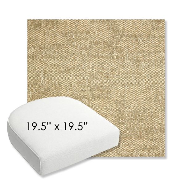 Picture of Chartres Hemp | 19.5" x 19.5" Bullnose Contoured Rounded Back Wicker Chair Cushion - Sunbrella© Fabric