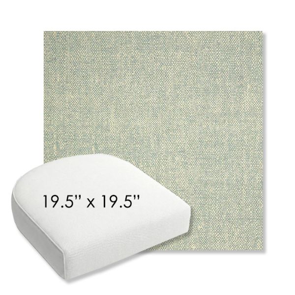 Picture of Chartres Mist | 19.5" x 19.5" Bullnose Contoured Rounded Back Wicker Chair Cushion - Sunbrella© Fabric