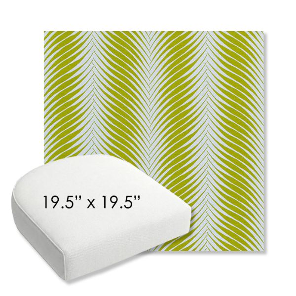 Picture of Clock Out Frond | 19.5" x 19.5" Bullnose Contoured Rounded Back Wicker Chair Cushion - Sunbrella© Fabric