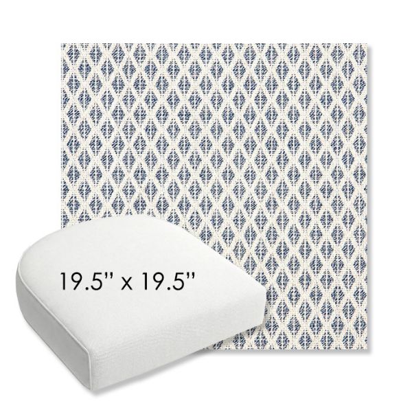 Picture of Detail Denim | 19.5" x 19.5" Bullnose Contoured Rounded Back Wicker Chair Cushion - Sunbrella© Fabric